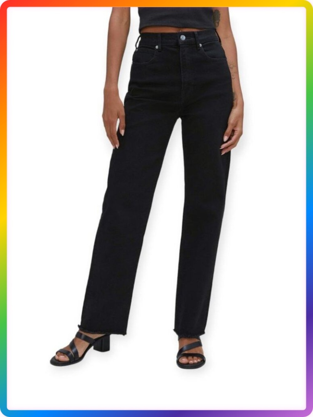 Everlane The Way High Straight Jean SIZE 30 Black Organic Cotton Denim